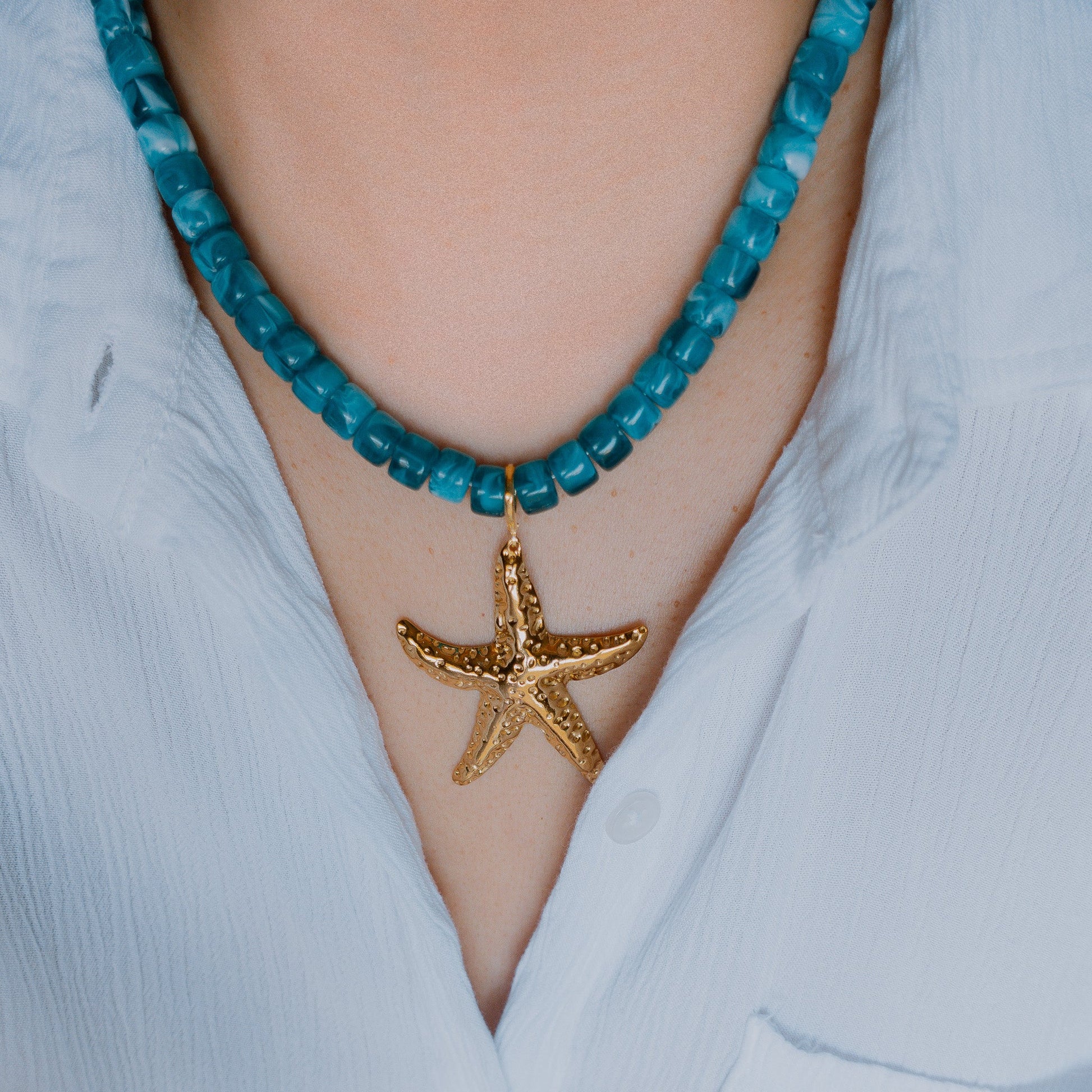 Necklace - Delray Beaded Necklace with Starfish Charm - Curated Dry Goods