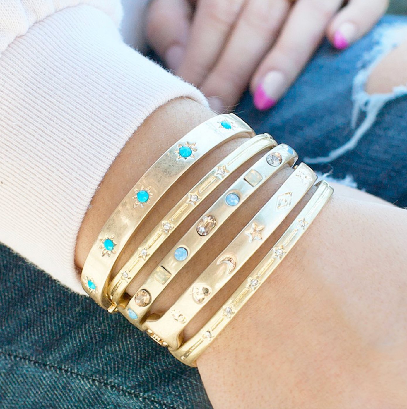 Bracelet - Engraved Star Bangle - Curated Dry Goods