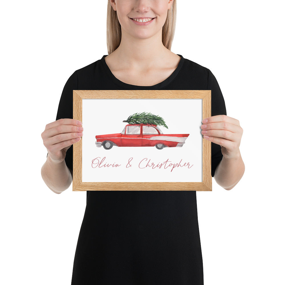 Classic Christmas Sports Car Custom Art Print
