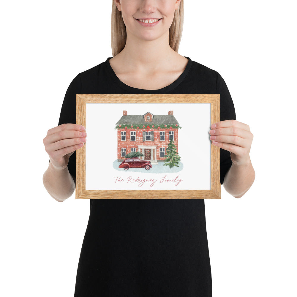 Christmas Brick House Custom Art Print