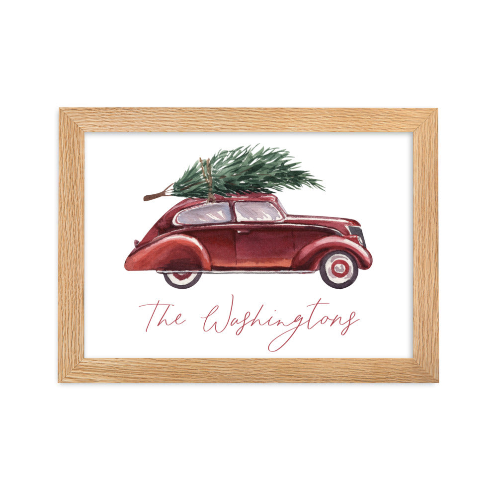 Classic Christmas Car Custom Art Print