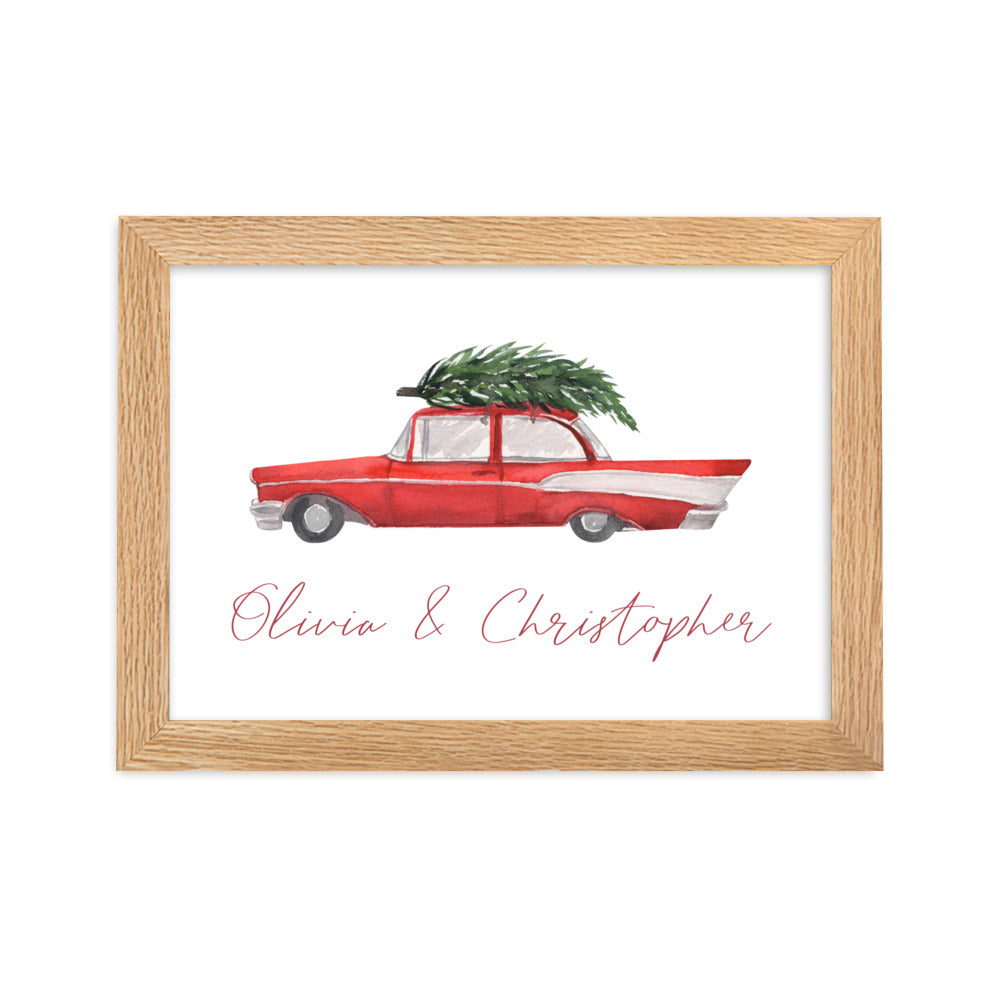 Classic Christmas Sports Car Custom Art Print