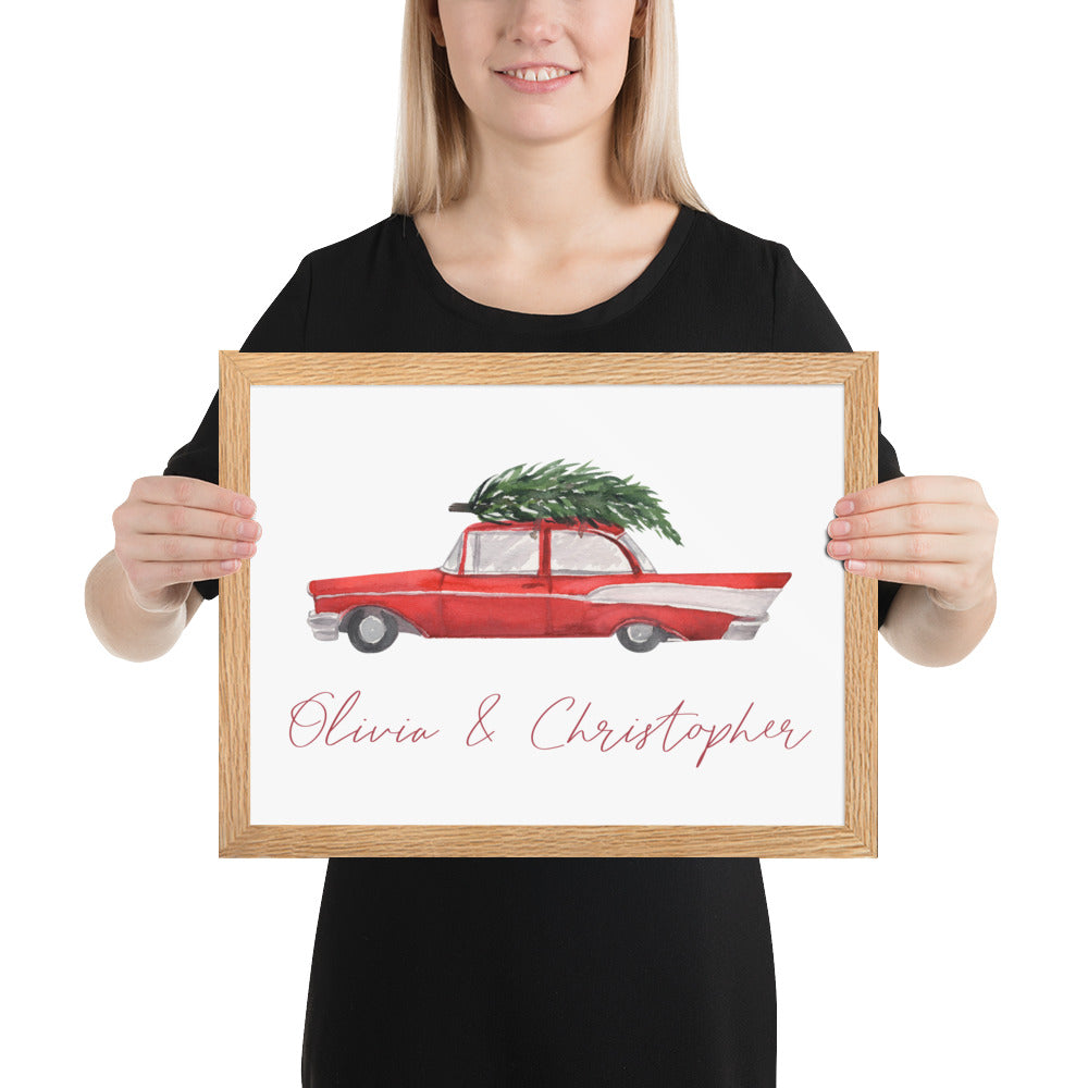 Classic Christmas Sports Car Custom Art Print