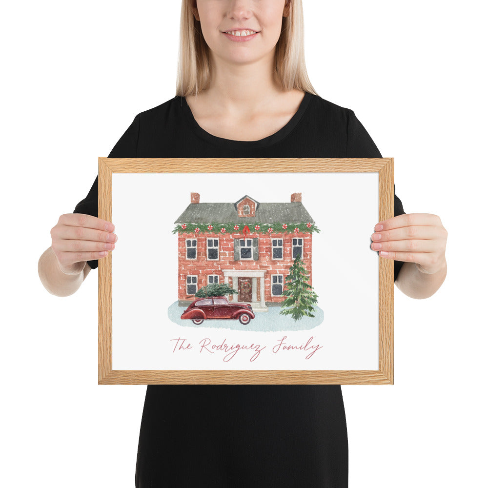 Christmas Brick House Custom Art Print