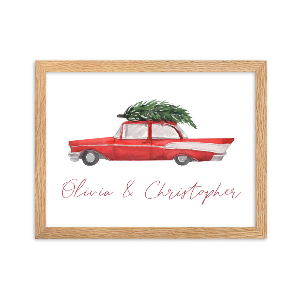 Classic Christmas Sports Car Custom Art Print