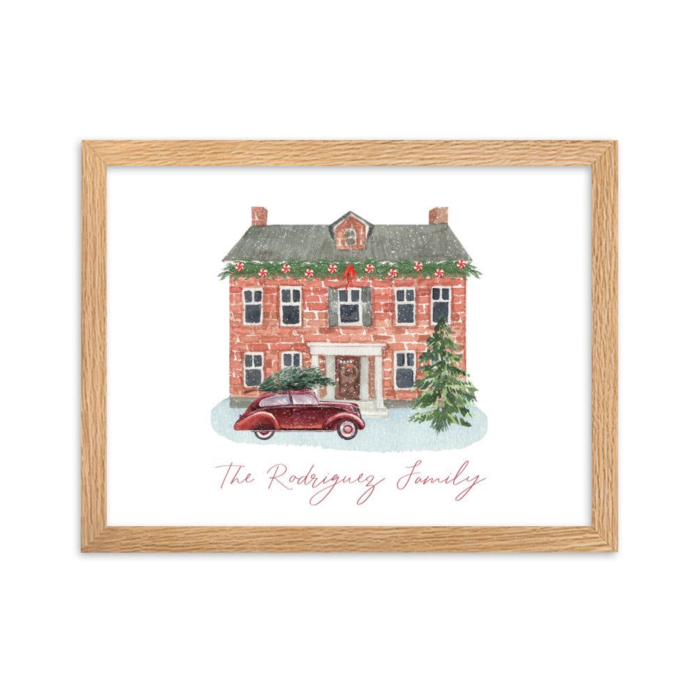 Christmas Brick House Custom Art Print