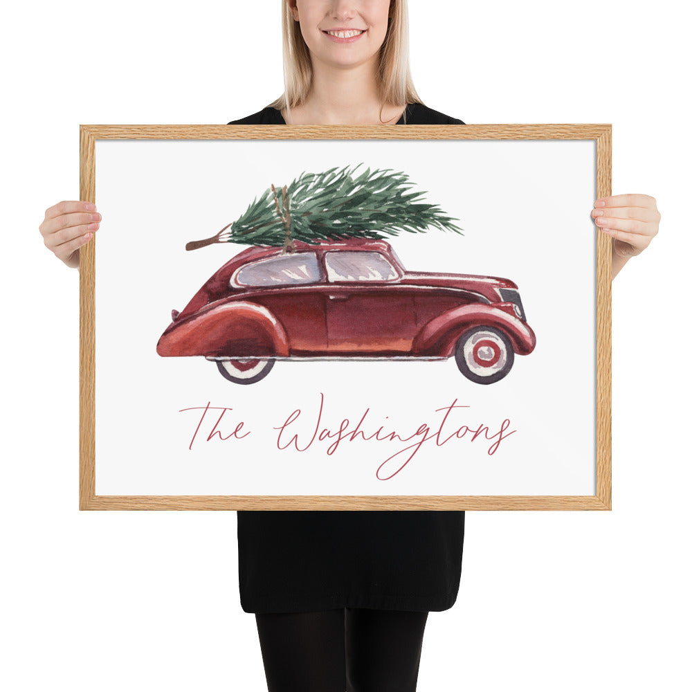 Classic Christmas Car Custom Art Print