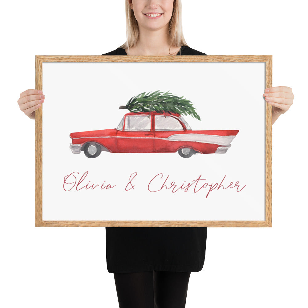 Classic Christmas Sports Car Custom Art Print