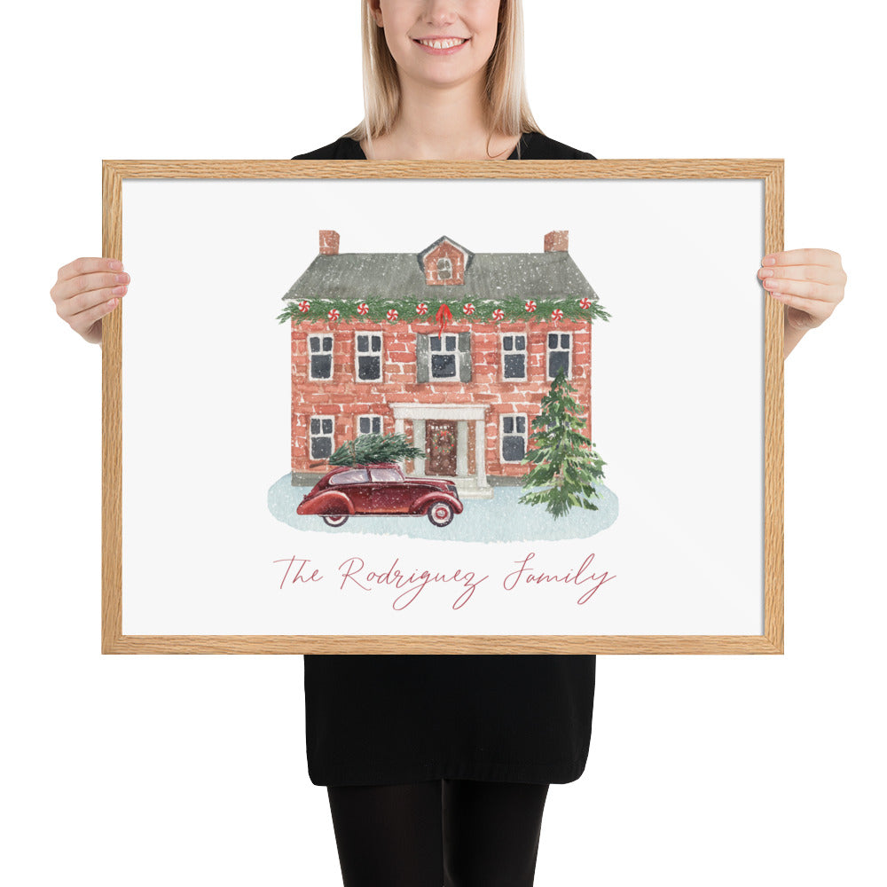 Christmas Brick House Custom Art Print