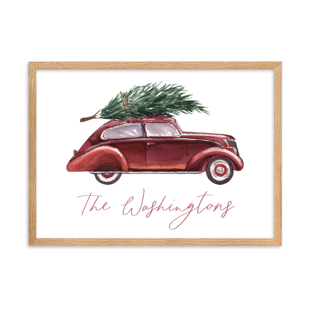 Classic Christmas Car Custom Art Print