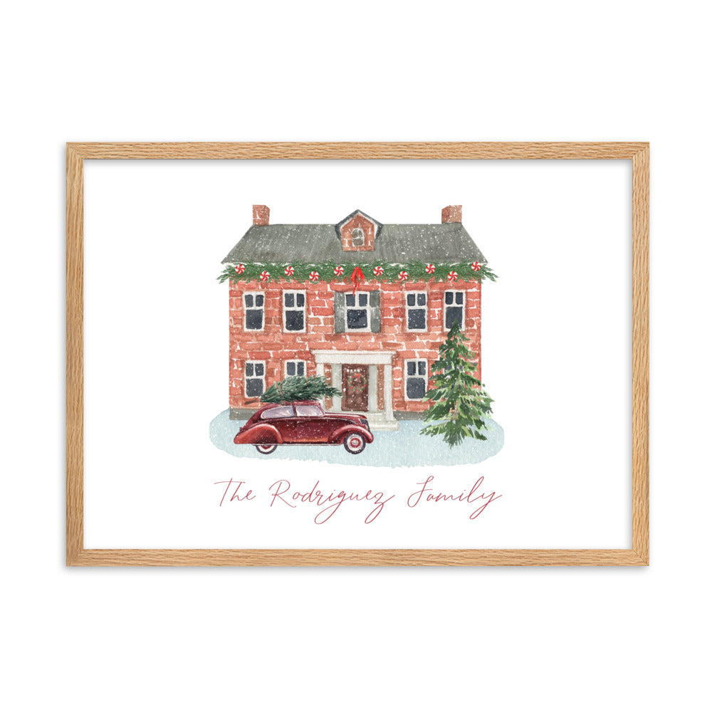 Christmas Brick House Custom Art Print