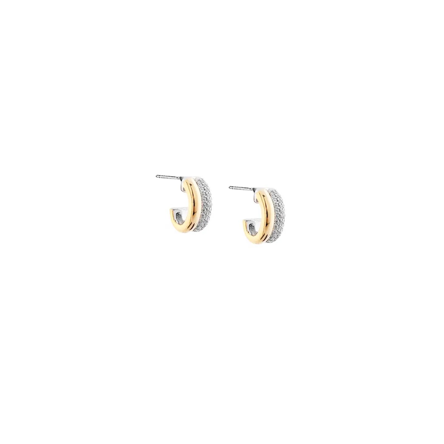 Earrings - Gold and Sterling Silver Pave Hoops - Curated Dry Goods