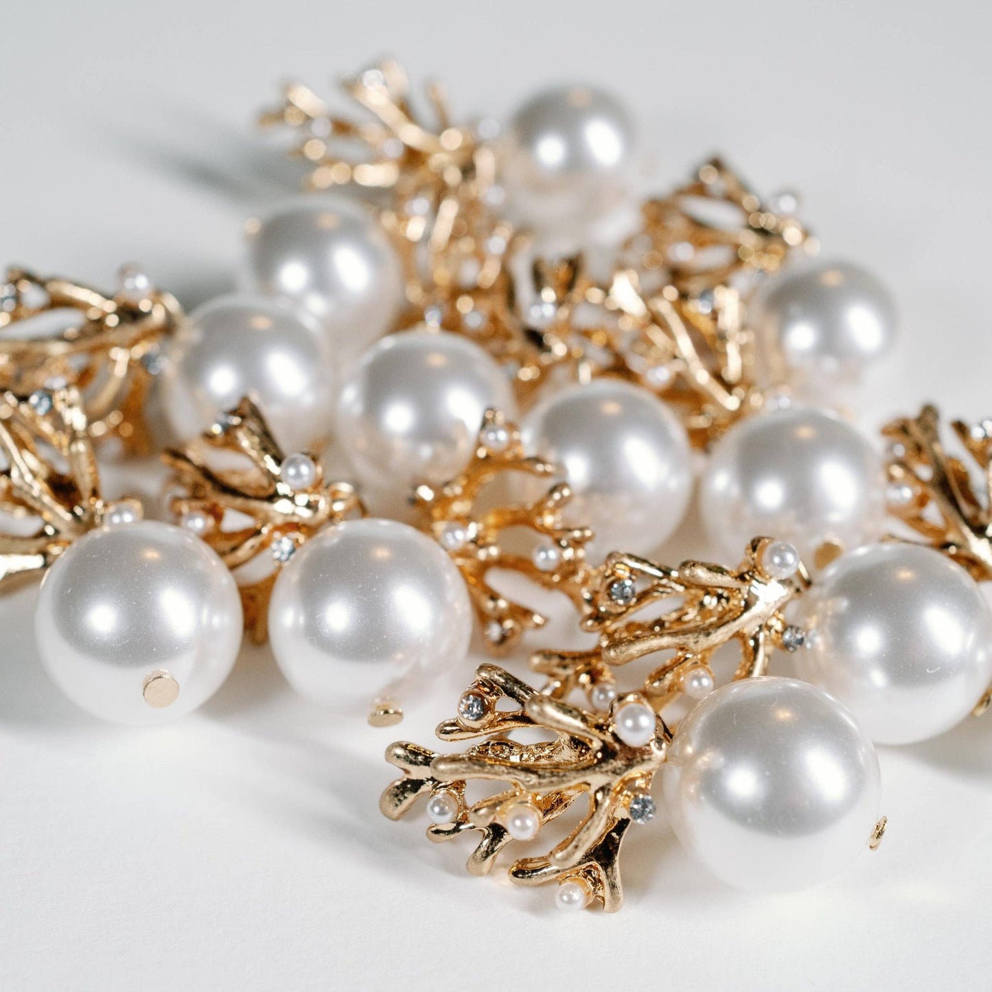 Earrings - Gold Coral and Pearl Drop Earrings - Curated Dry Goods