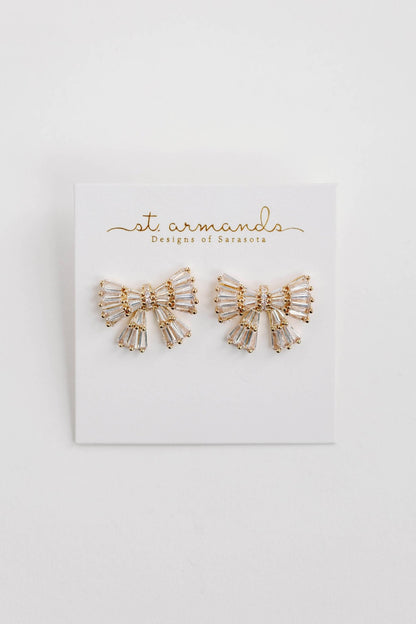 Earrings - Gold Sparkle Bow Earrings - Curated Dry Goods