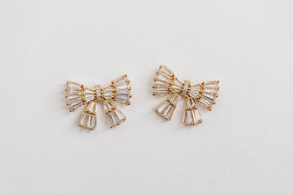 Earrings - Gold Sparkle Bow Earrings - Curated Dry Goods