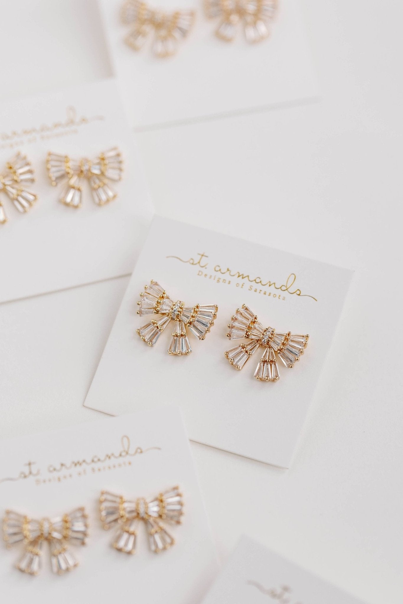 Earrings - Gold Sparkle Bow Earrings - Curated Dry Goods