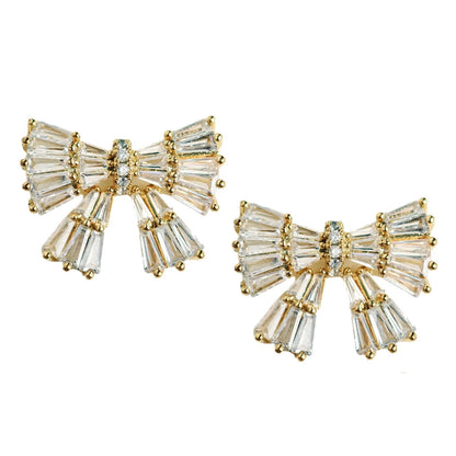 Earrings - Gold Sparkle Bow Earrings - Curated Dry Goods