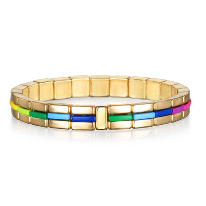 Bracelet - Golden Rainbow Enamel Bracelet - Curated Dry Goods