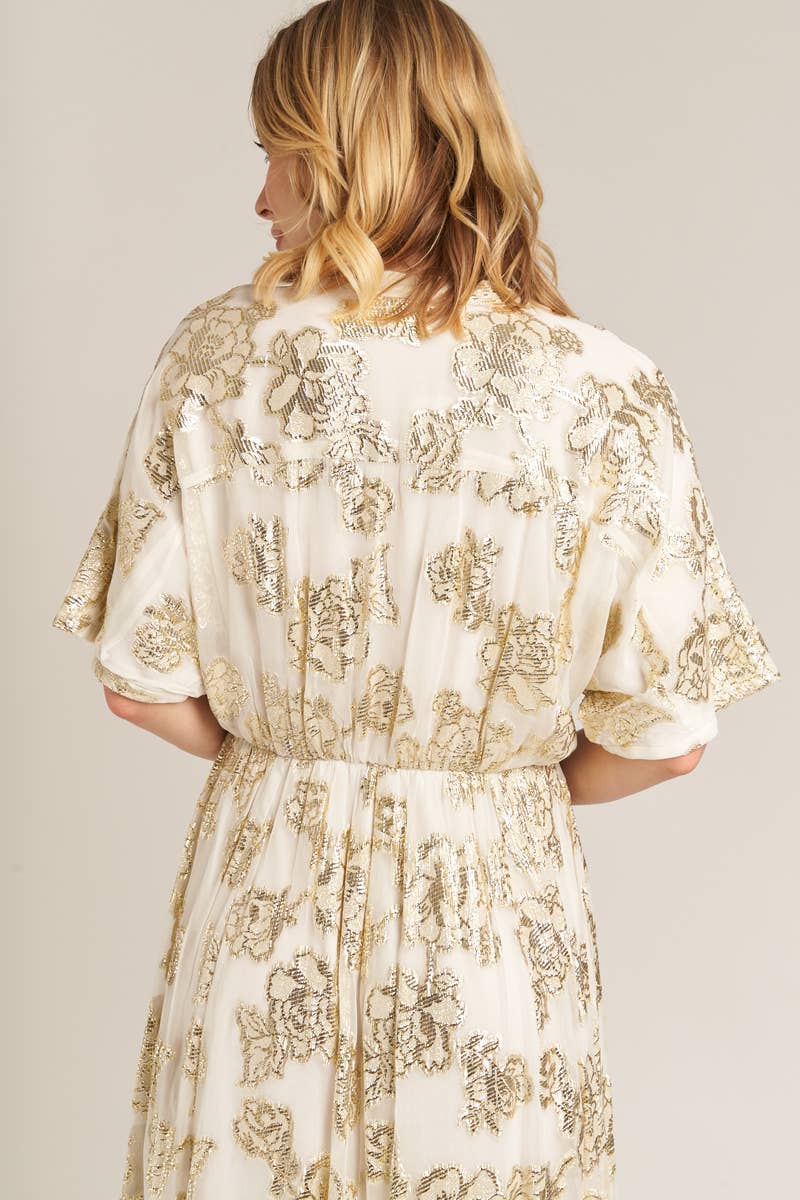 Dress - Golden Sands Gold Foil Maxi Dress - Curated Dry Goods