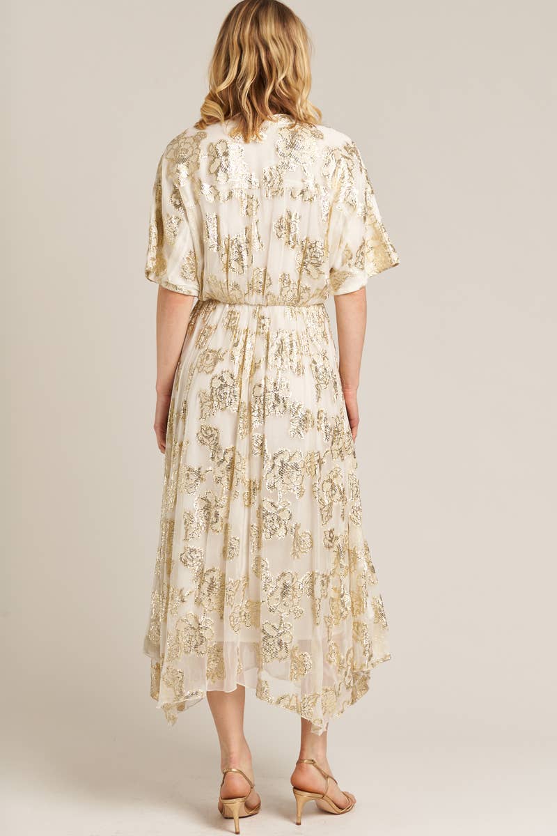 Dress - Golden Sands Gold Foil Maxi Dress - Curated Dry Goods