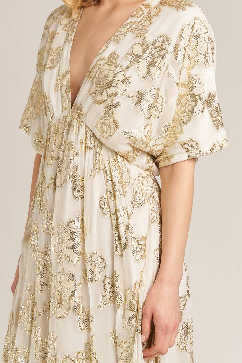 Dress - Golden Sands Gold Foil Maxi Dress - Curated Dry Goods