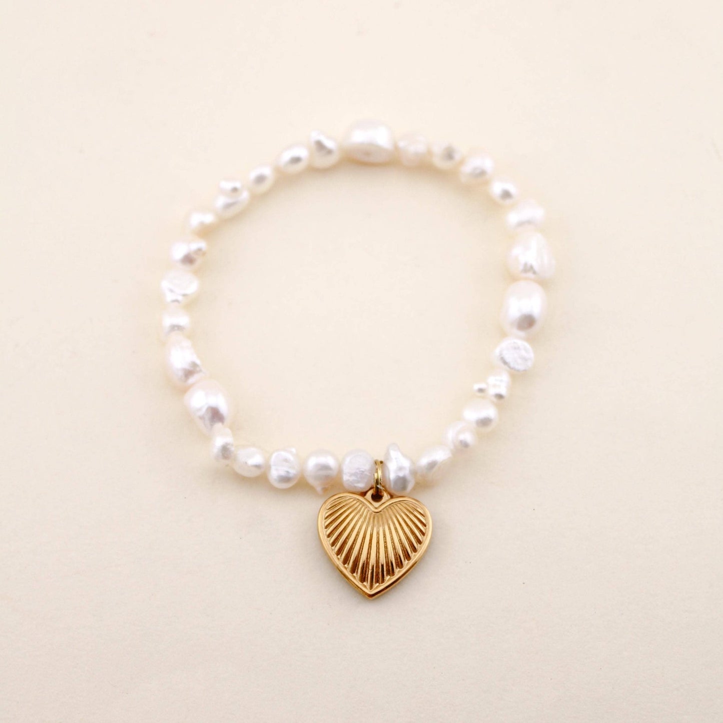 Bracelet - Island Breeze Heart Charm Pearl Bracelet - Curated Dry Goods