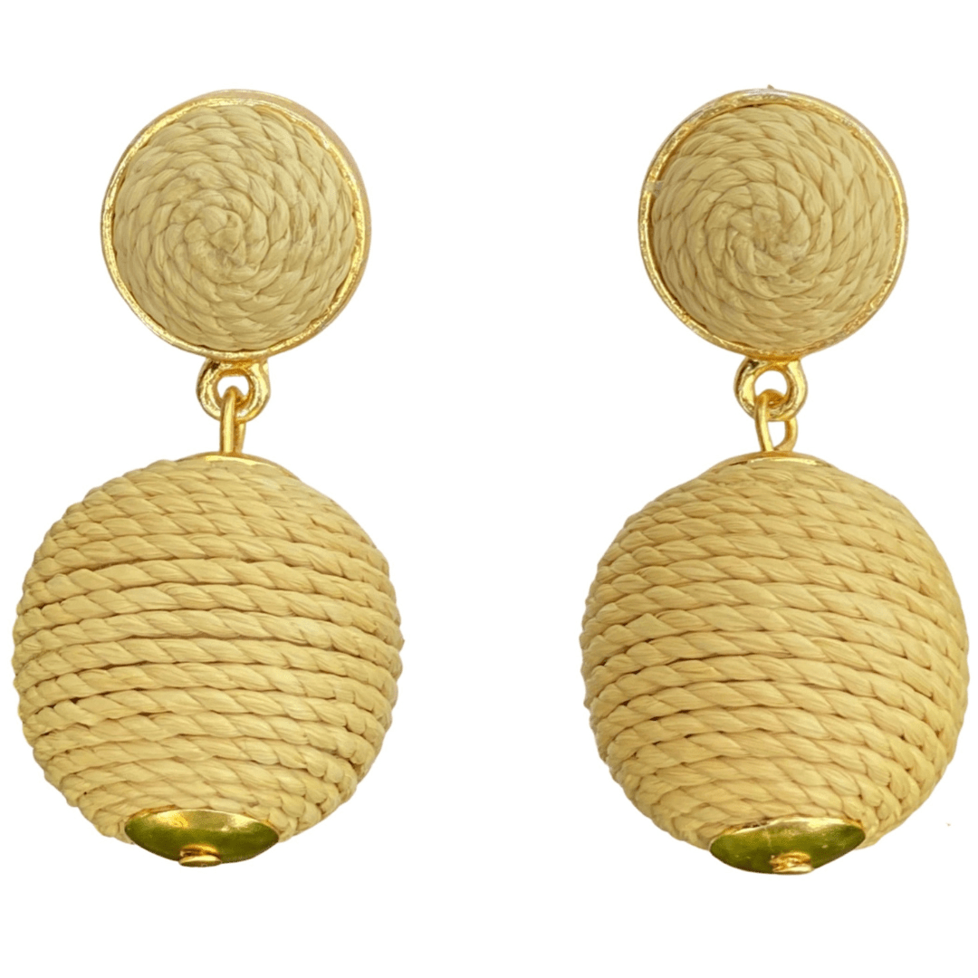 Earrings - Lantern Raffia Earrings Natural - Curated Dry Goods