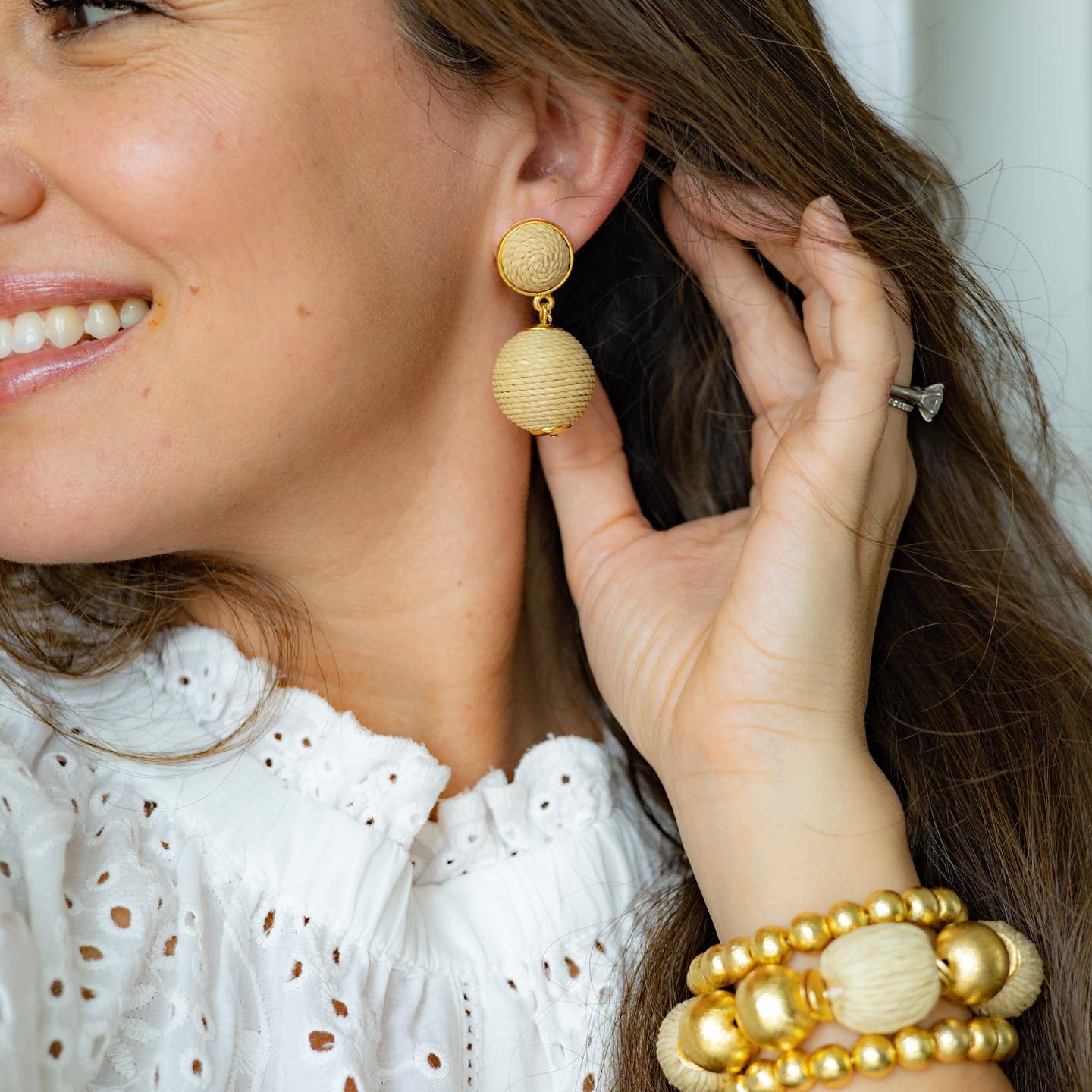 Earrings - Lantern Raffia Earrings Natural - Curated Dry Goods