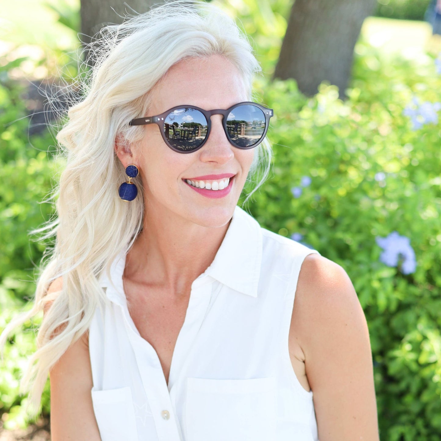 Earrings - Lantern Raffia Earrings Navy - Curated Dry Goods
