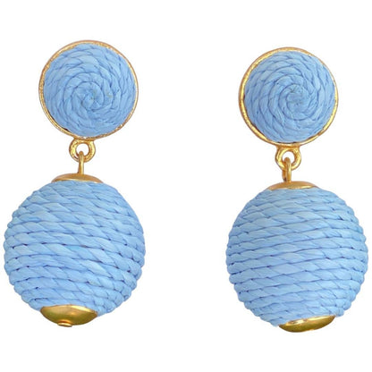 Earrings - Lantern Raffia Earrings Powder Blue - Curated Dry Goods