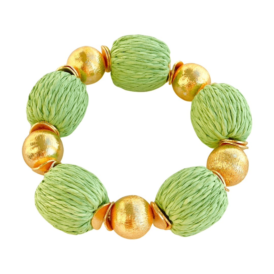 Bracelet - Lime Green Raffia Bracelet - Curated Dry Goods