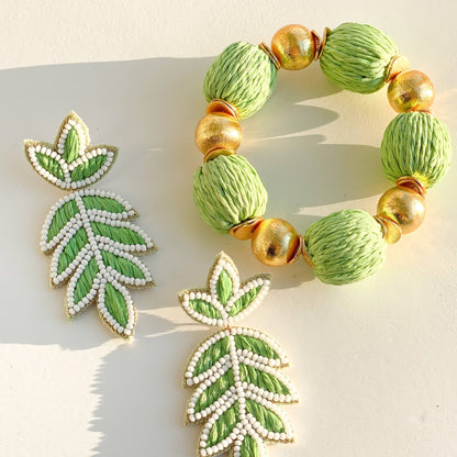 Bracelet - Lime Green Raffia Bracelet - Curated Dry Goods
