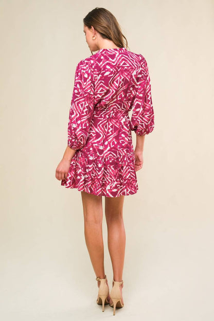 Dress - Margot Ikat Print Wrap Dress - Curated Dry Goods