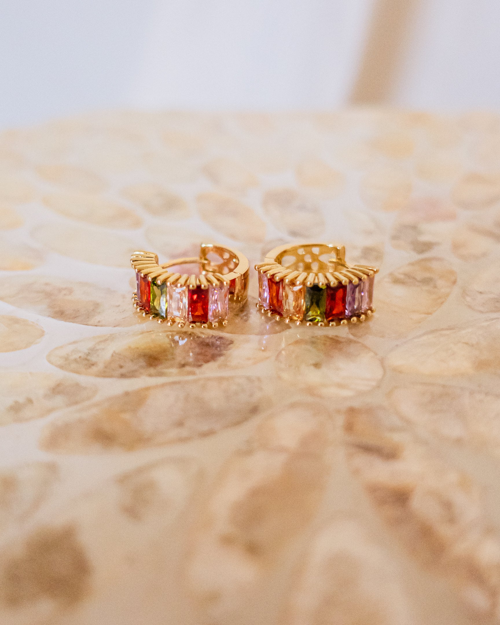 Rhinestone Huggie Hoop Earrings