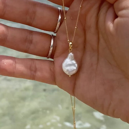 Necklace - Naples Freshwater Pearl Pendant Necklace - Curated Dry Goods