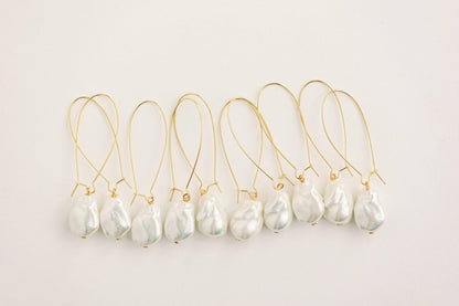 Earrings - Natural Pearl Minimalist Threader Earrings - Curated Dry Goods