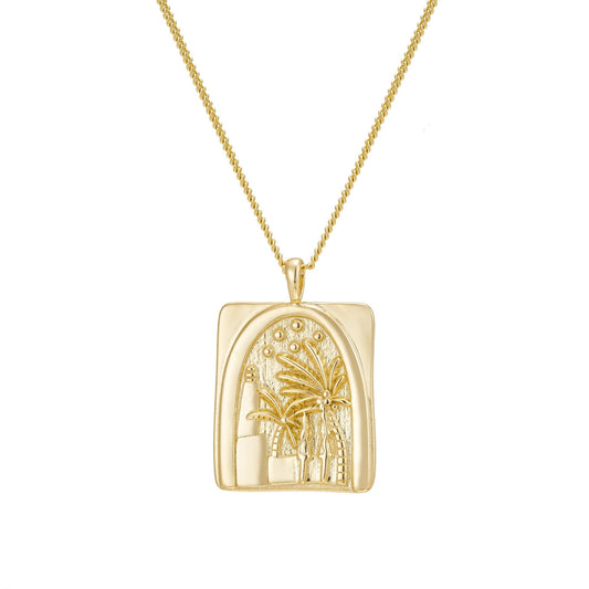 Necklace - Palm Tree Oasis Pendant Necklace - Curated Dry Goods