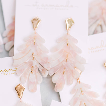 Earrings - Pink Palm Frond Earrings - Curated Dry Goods
