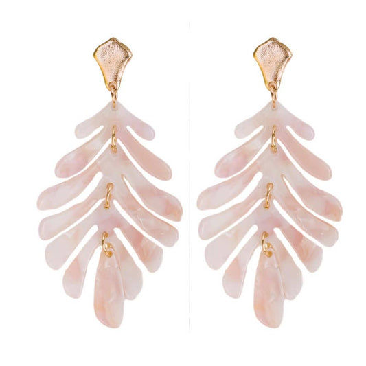 Earrings - Pink Palm Frond Earrings - Curated Dry Goods
