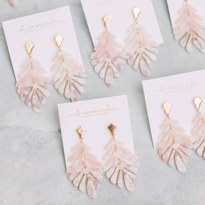 Earrings - Pink Palm Frond Earrings - Curated Dry Goods