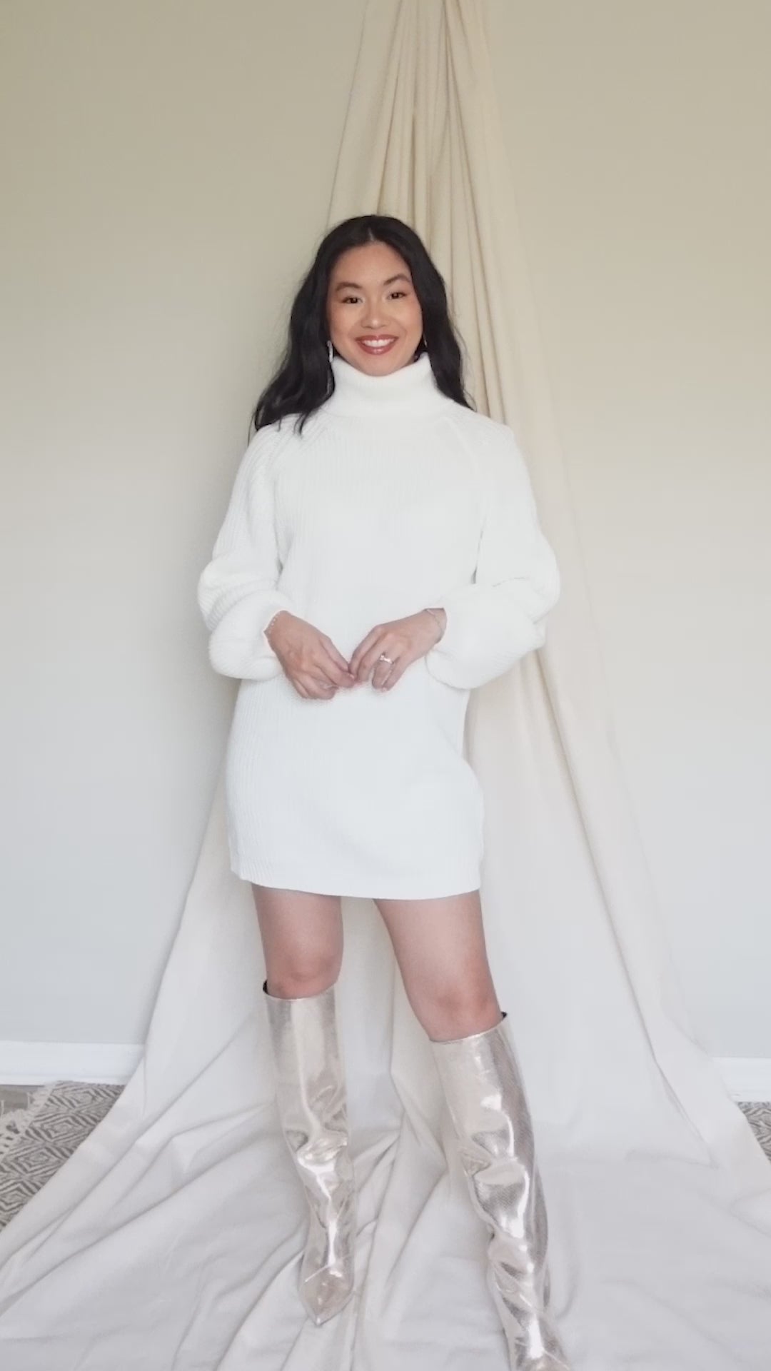 Winter Wonderland Turtleneck Sweater Dress