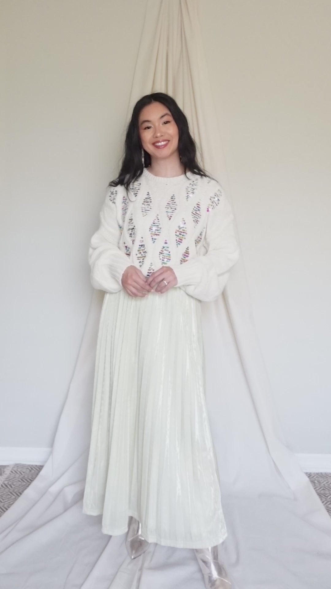 Snow Angel Sparkle Pleated Maxi Skirt