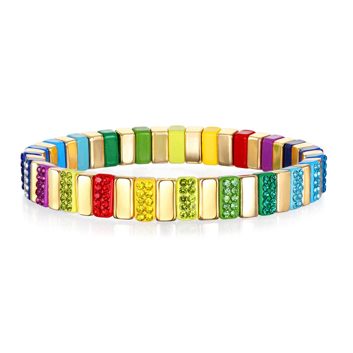 Bracelet - Rainbow Sparkle CZ Enamel Bracelet - Curated Dry Goods