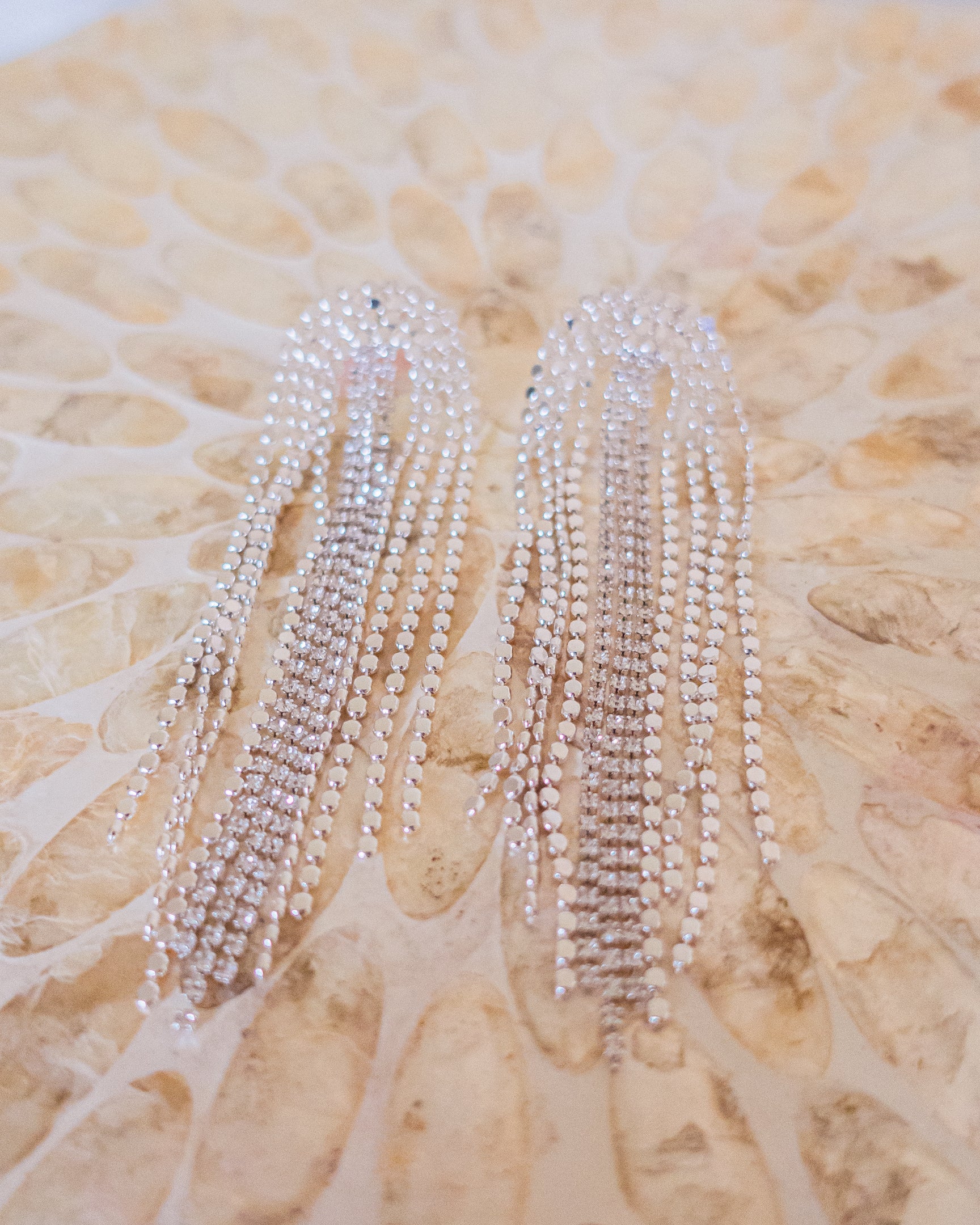 Rhinestone and Bead Chain Drop Earrings