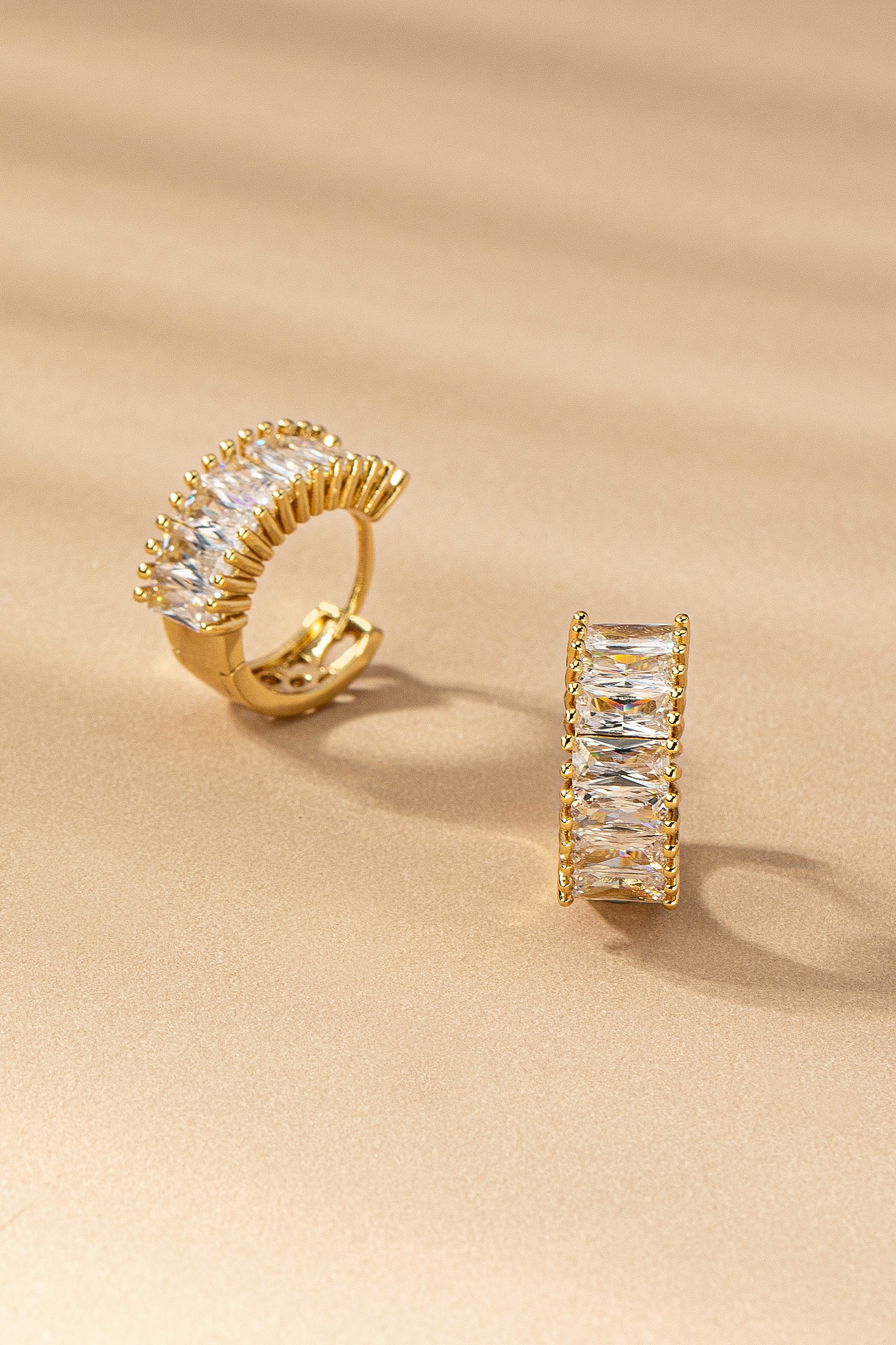 Rhinestone Huggie Hoop Earrings