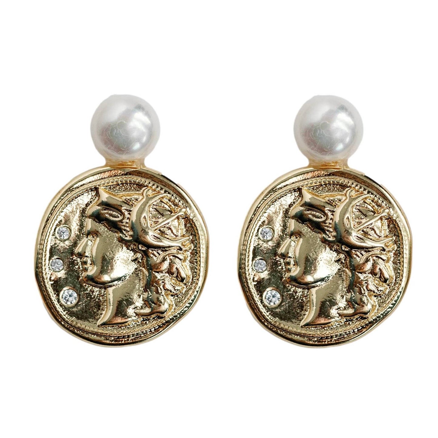 Earrings - Roma Genuine Pearl and Coin Earrings - Curated Dry Goods