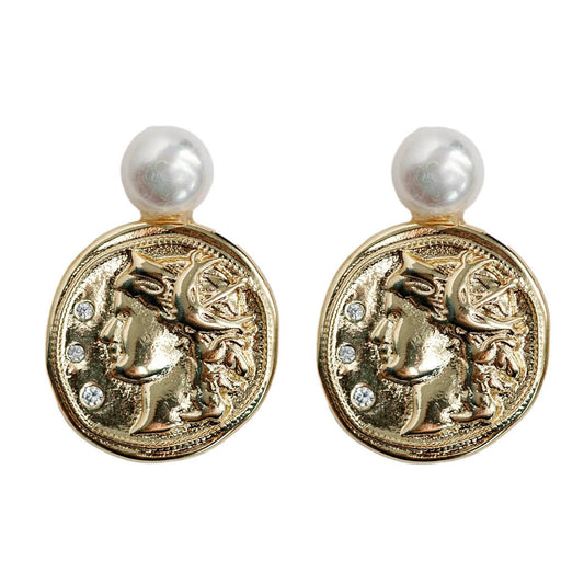 Earrings - Roma Genuine Pearl and Coin Earrings - Curated Dry Goods