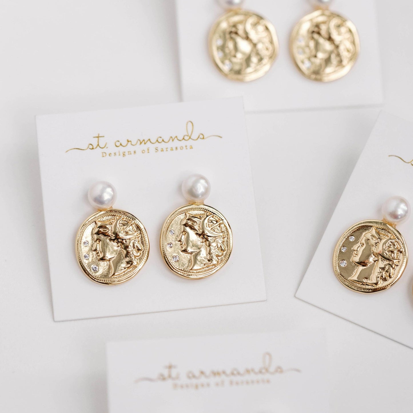 Earrings - Roma Genuine Pearl and Coin Earrings - Curated Dry Goods