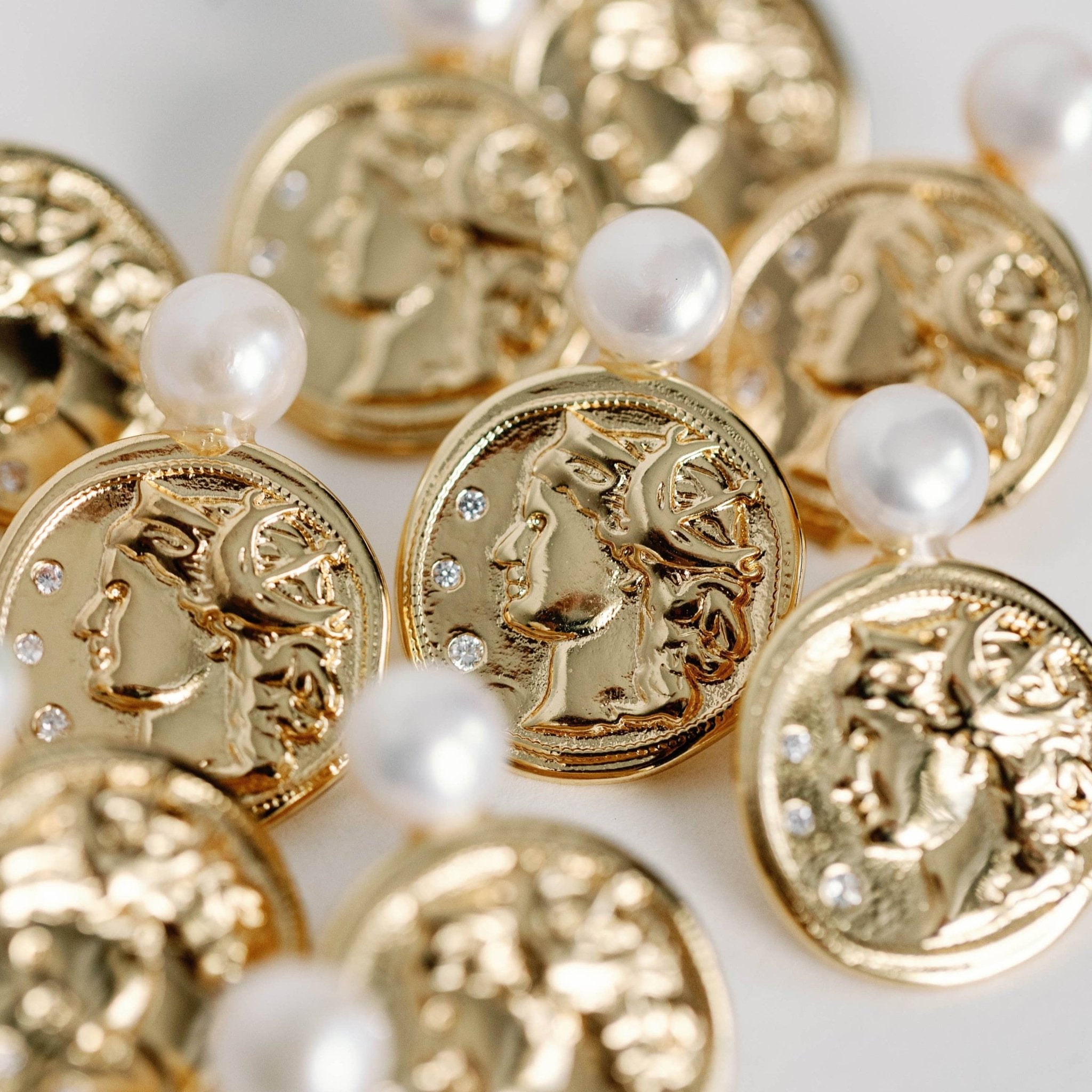 Earrings - Roma Genuine Pearl and Coin Earrings - Curated Dry Goods