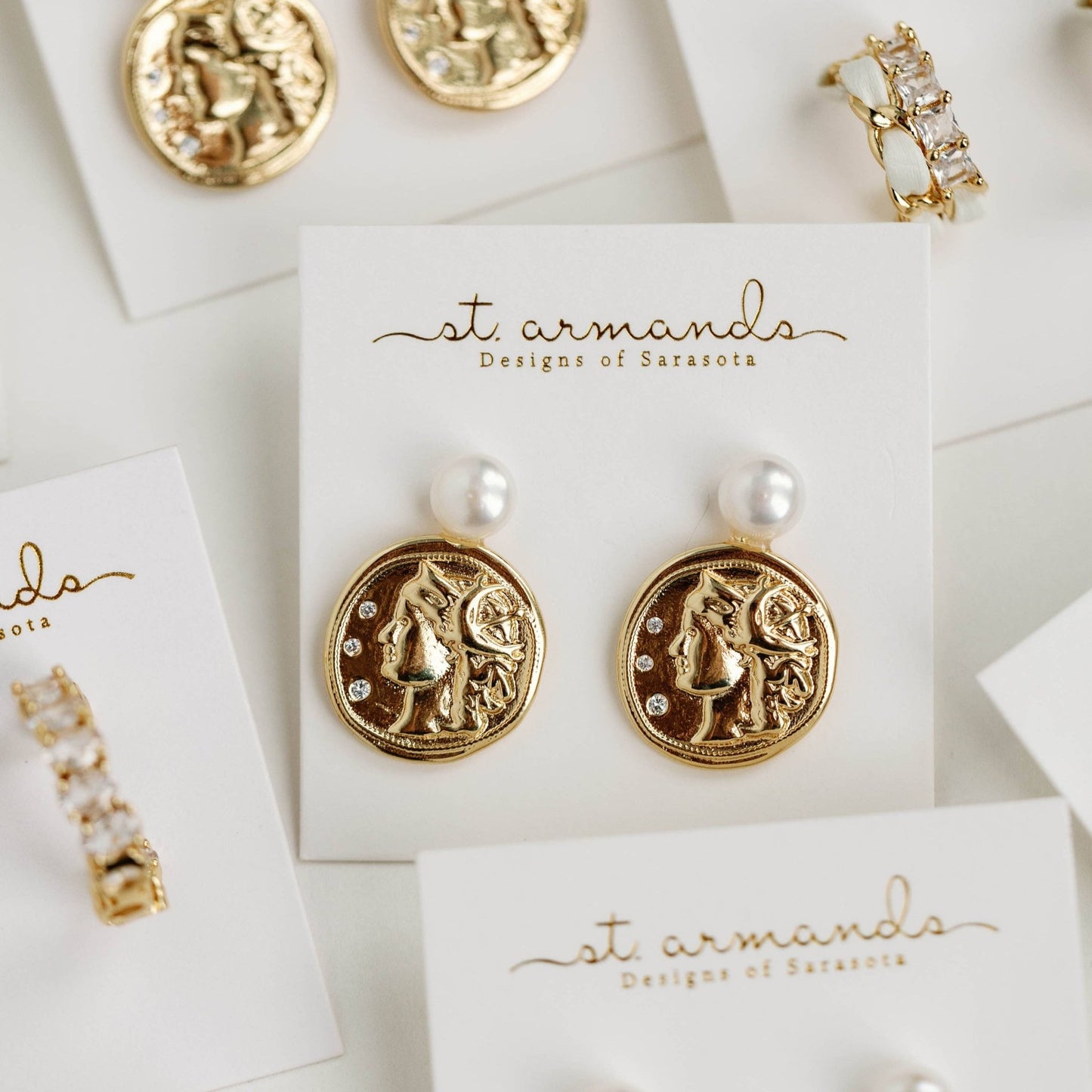 Earrings - Roma Genuine Pearl and Coin Earrings - Curated Dry Goods